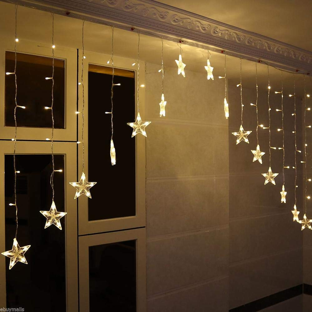 V Shape Star Curtain LED String Light (Warm White) - Eswarr Electricals