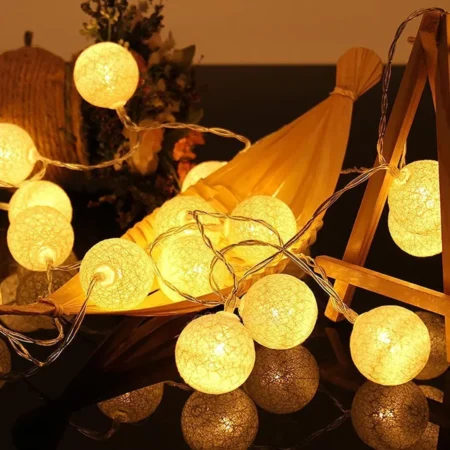 Cotton Ball LED String Lights – Cozy & Aesthetic Glow